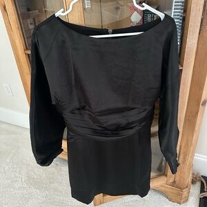 h:ours Black Sheath Dress with Bishop Sleeves